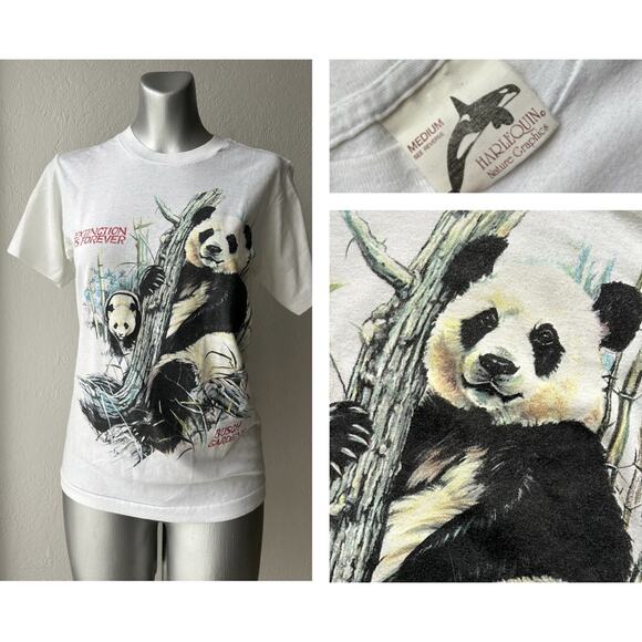 Vintage 80s Busch Gardens Panda Single Stitch USA T-Shirt Medium/Small - Picture 1 of 13
